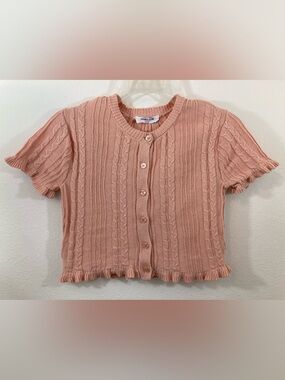 Double Zero Pastel Peach Cable Knit Cropped Sweater Juniors Size S